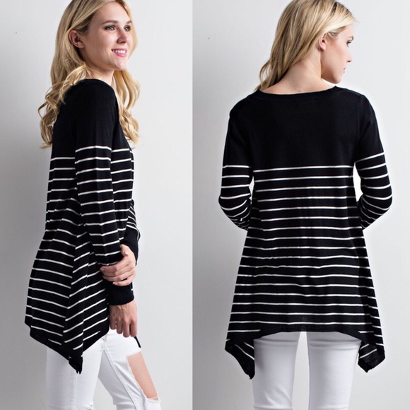 ARIANNA Striped Top - BLACK - Picture 2 of 2